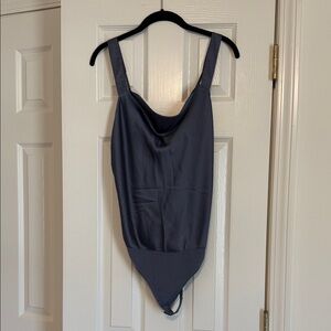 NWT Abercrombie & Fitch Sleek Blue Silk Bodysuit